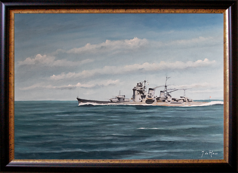 (770) IJN Myoko (olieverf op paneel 70x50 cm)